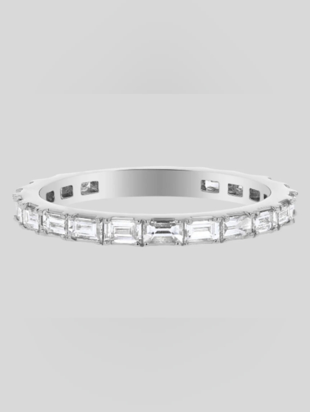18K White Gold .88Ct Baguette VS Clarity NATURAL DIAMOND Eternity Band Ring 7